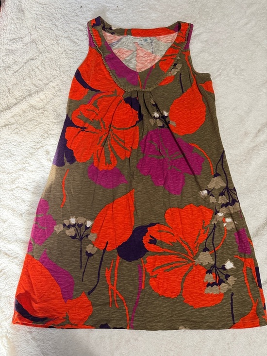 Boden Dresses & Skirts - Boden Olive Tank Dress with Bright Orange & Purple Floral Print